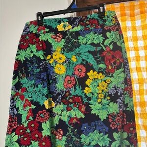 Talbots A-Line Skirt - Black, Red, Yellow, Green Floral